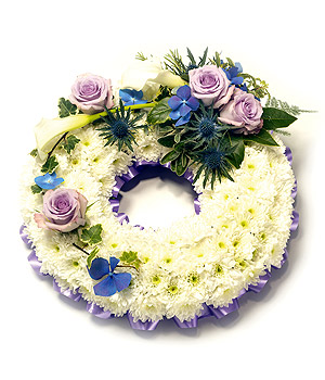 Open Round Wreath - Lilac & White-0